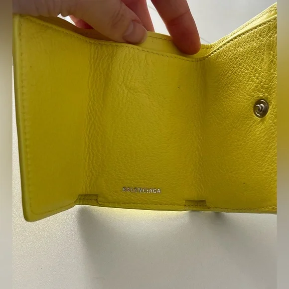 BALENCIAGA Paper Mini Trifold Wallet Purse Leather Made In Italy - Picture 9 of 17